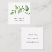 Rustikale Elegante Grüne Wasserfarbenwelt Quadratische Visitenkarte (Vorne/Hinten)