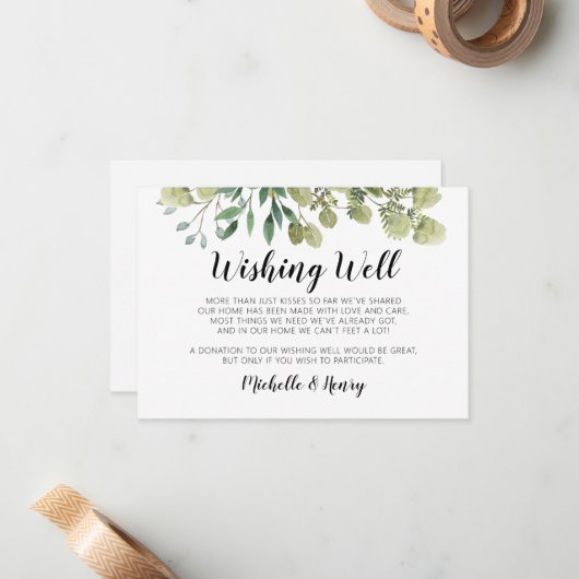 Rustikale Elegante Grüne Wunschkarte Mitteilungskarte (Vorderseite/Rückseite Beispiel)