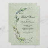Rustikale Elegante Grünflächen Blätter Brautparty Einladung (Vorne/Hinten)