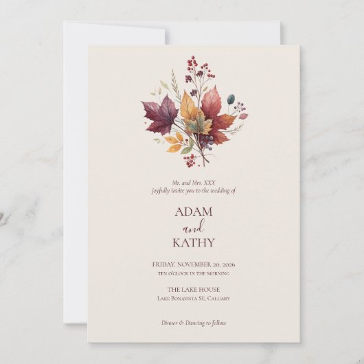 Rustikale elegante Herbst-Blumen-Hochzeitseinladun Einladung (Vorderseite)