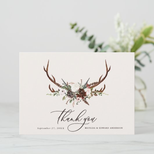 Rustikale elegante Hochzeit danke botanisch (Stehend Vorderseite)