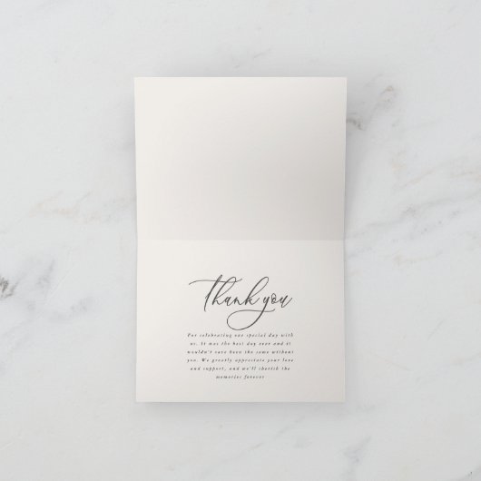 Rustikale elegante Hochzeit danke geklappt Dankesc (Innenseite)