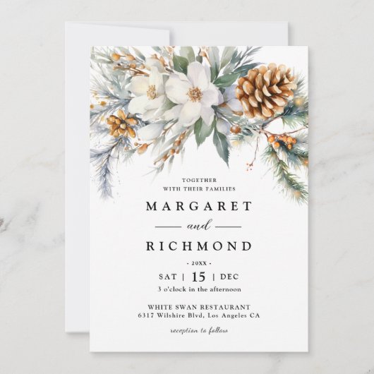 Rustikale, elegante Hochzeit im Wasser Einladung (Vorderseite)