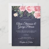 Rustikale, elegante Hochzeit in pinkfarbenem Blume Einladung (Vorderseite)