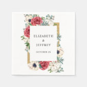 Rustikale, elegante Hochzeit in Rot und Gold Serviette (Vorderseite)