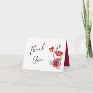 Rustikale elegante Hochzeit mit rotem Poppy Dankeskarte