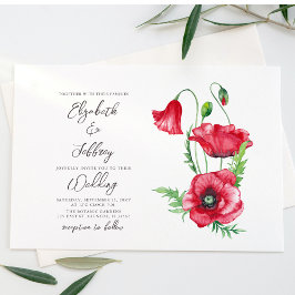 Rustikale elegante Hochzeit mit rotem Poppy Einladung