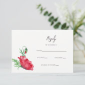 Rustikale elegante Hochzeit mit rotem Poppy RSVP Karte (Stehend Vorderseite)