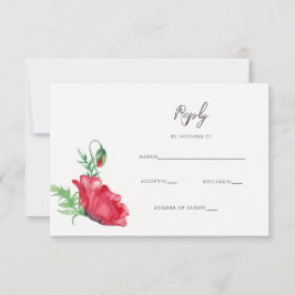 Rustikale elegante Hochzeit mit rotem Poppy RSVP Karte