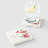 Rustikale elegante Hochzeit mit rotem Poppy Steinuntersetzer (Seitenansicht)