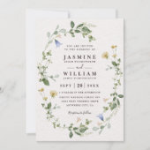 Rustikale elegante Hochzeit mit Wildblumen QR-Code Einladung (Vorderseite)