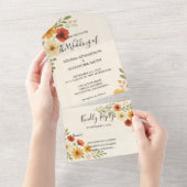 Rustikale, elegante Hochzeitsfeier in Boho All In One Einladung (Abreißen)