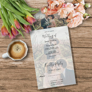 Rustikale elegante Kalligrafie-Hochzeit All In One Einladung