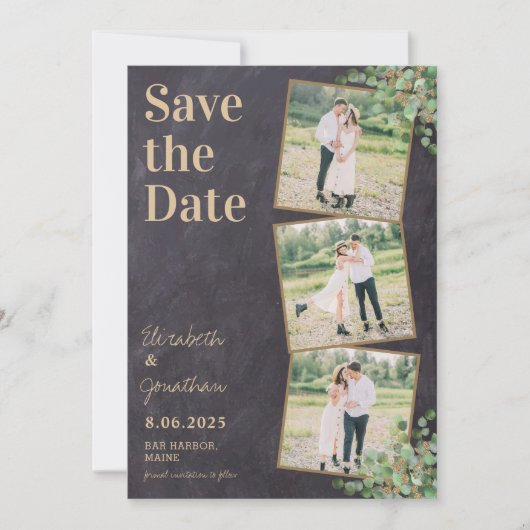 Rustikale Elegante Landschaft Custom 3 FotoCollage Save The Date (Vorderseite)