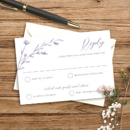 Rustikale Elegante Lavender Wildblume Hochzeit RSVP Karte