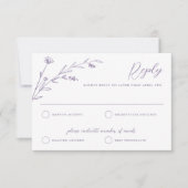 Rustikale Elegante Lavender Wildblume Hochzeit RSVP Karte (Vorderseite)