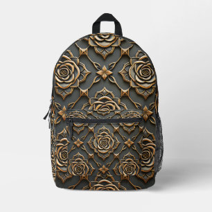 Rustikale elegante metallische Rose Bedruckter Rucksack
