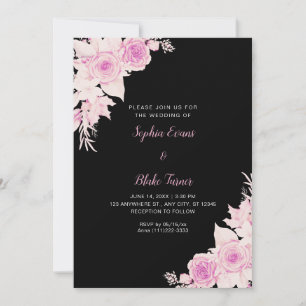 Rustikale, elegante Rosen Fall Black Wedding Einladung