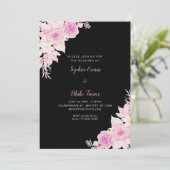 Rustikale, elegante Rosen Fall Black Wedding Einladung (Stehend Vorderseite)