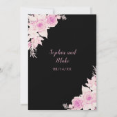 Rustikale, elegante Rosen Fall Black Wedding Einladung (Rückseite)