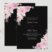 Rustikale, elegante Rosen Fall Black Wedding Einladung (Vorne/Hinten)