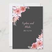 Rustikale, elegante Rosen Fall Shadow Gray Wedding Einladung (Rückseite)