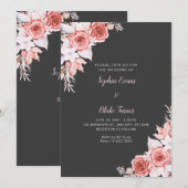 Rustikale, elegante Rosen Fall Shadow Gray Wedding Einladung (Vorne/Hinten)