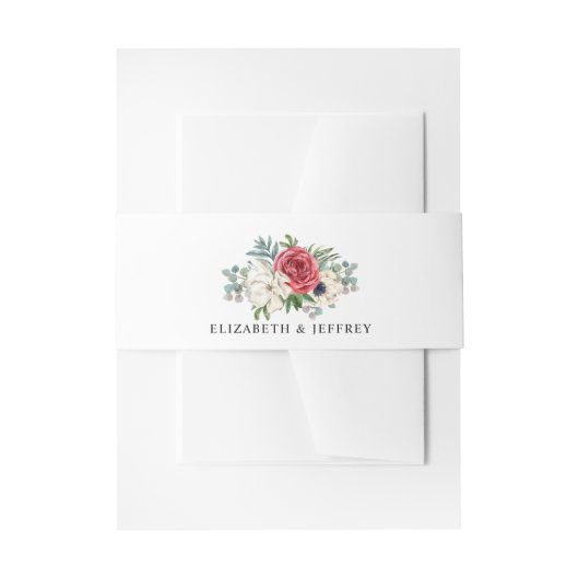 Rustikale, elegante Rote Flora White Wedding Einladungsbanderole (Vorderseite Beispiel)