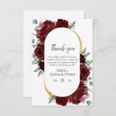 Rustikale Elegante Rote Rose Blumengold Weißes Hoc Dankeskarte (Vorne/Hinten)