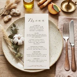 Rustikale elegante Schrift Hochzeitsempfang Abende Menükarte