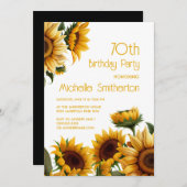 Rustikale Elegante Sonnenblumen 70. Geburtstag Einladung (Vorne/Hinten)