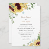 Rustikale, elegante Sonnenblumen Einladung (Vorne/Hinten)