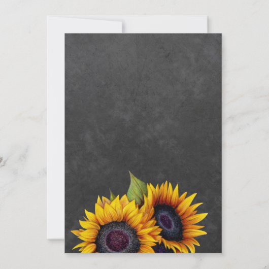 Rustikale, elegante Sonnenblumenschalkpeicher Hoch Einladung (Rückseite)