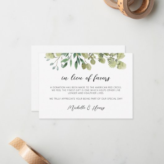 Rustikale Elegante Vegetation in der Rolle der Fav Mitteilungskarte (Vorderseite/Rückseite Beispiel)