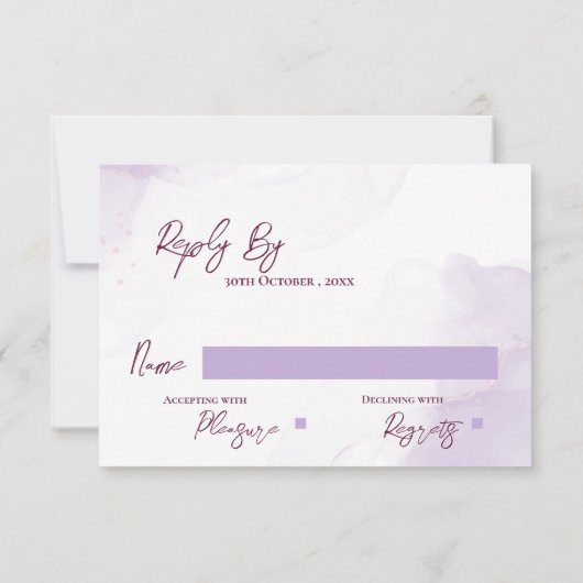 Rustikale, elegante violette Blumen in Mason Jar W RSVP Karte (Rückseite)