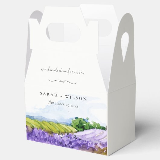 Rustikale Elegante Wasserfarben Lavendelfelder Hoc Geschenkschachtel (Geöffnet)