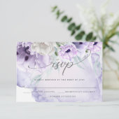 Rustikale elegante Wasserfarben Lilac Poppies RSVP (Stehend Vorderseite)