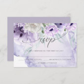 Rustikale elegante Wasserfarben Lilac Poppies RSVP (Vorne/Hinten)