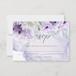 Rustikale elegante Wasserfarben Lilac Poppies RSVP