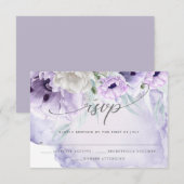 Rustikale elegante Wasserfarben Lilac Poppies RSVP Karte (Vorne/Hinten)