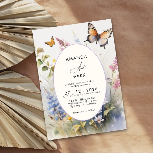 Rustikale Elegante Wildblumen blühen Einladung