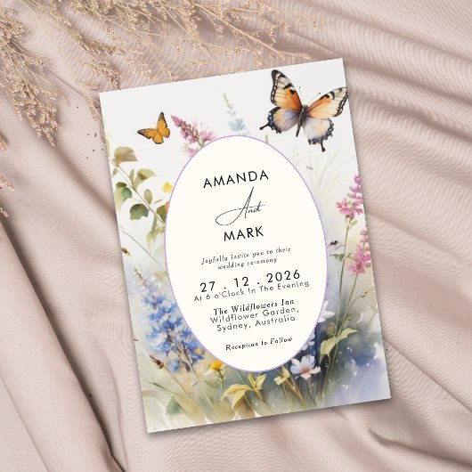 Rustikale Elegante Wildblumen blühen Einladung