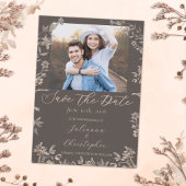Rustikale Elegante Wildblumen Mocha Script Foto Save The Date