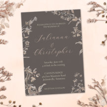 Rustikale Elegante Wildblumen Mocha Script Wedding