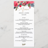 Rustikale, elegante Winter-Wasserfarbenhochzeit Menükarte (Rückseite)