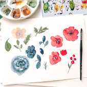 Rustikale, elegante Winter-Wasserfarbenhochzeit RSVP Karte