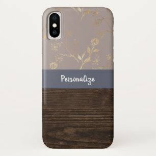 Rustikale Eleganz Dunkles Holz und Gold Blumen und Case-Mate iPhone Hülle