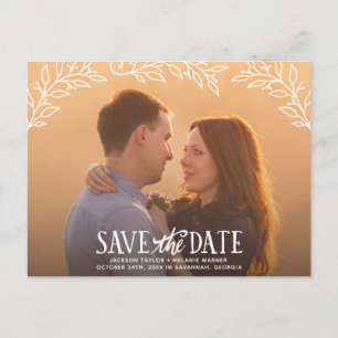 Rustikale Eleganz Florales Foto Save-the-Date Ankündigungspostkarte