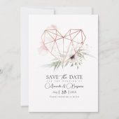 Rustikale Eleganz Geometrisches Herz QR-Code Save The Date (Vorderseite)