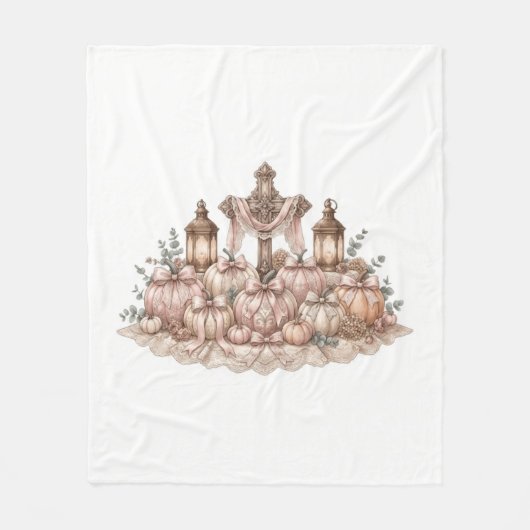 Rustikale Eleganz-Kürbisfeld-Wurfdecke Fleecedecke (Vorderseite)